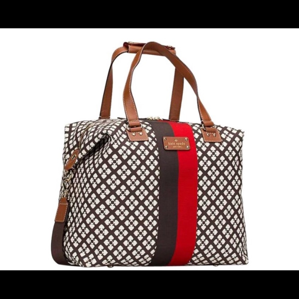 Juliet Brown Red White Canvas Weekend/Travel Bag
